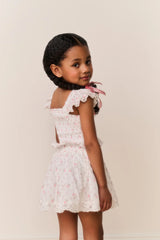 Little Girls Mini Solena Floral Cotton Skirt - SUNWASHED IVORY