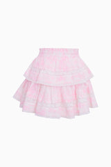 Ruffle Mini Toile Print Skirt - POWDER PINK