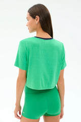 Djuna Crop Ringer - Spearmint/Indigo